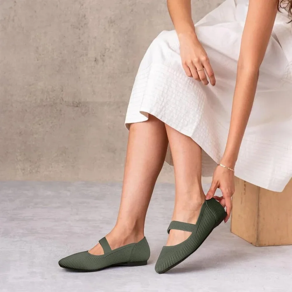 Women's Flats Shoes Pointed Toe Ballet Comfortable Dressy Mary Jane Flat Green